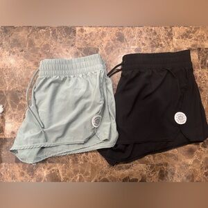 Chic Green & Black Elastic Waist Shorts